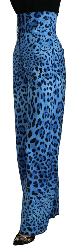 Dolce & Gabbana Blue Leopard Print High Waist Pants - Ellie Belle