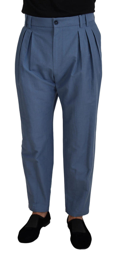 Dolce & Gabbana Blue Linen Chino Formal Pants - Ellie Belle