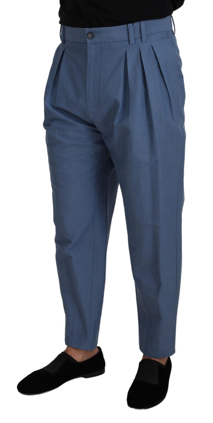 Dolce & Gabbana Blue Linen Chino Formal Pants - Ellie Belle