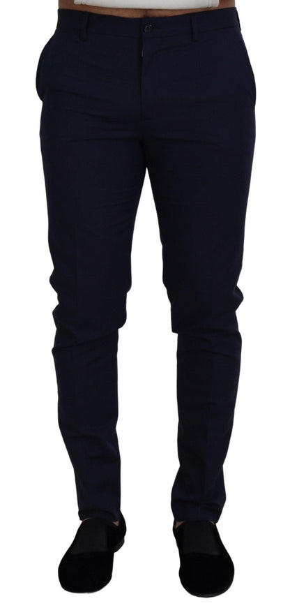 Dolce & Gabbana Blue Linen Cotton Slim Trousers Chinos Pants - Ellie Belle