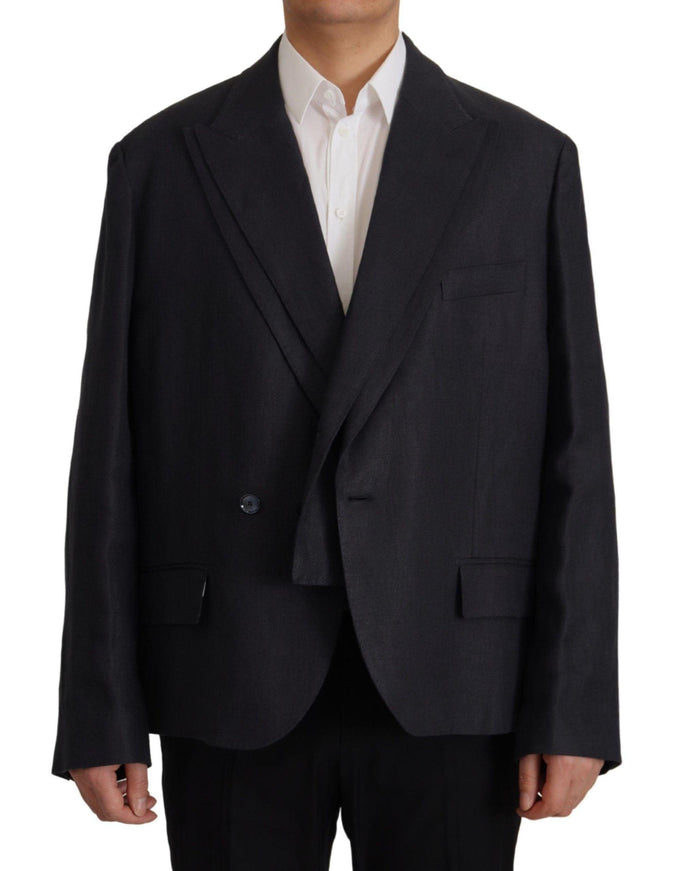 Dolce & Gabbana Blue Linen Formal Mens Blazer Jacket - Ellie Belle