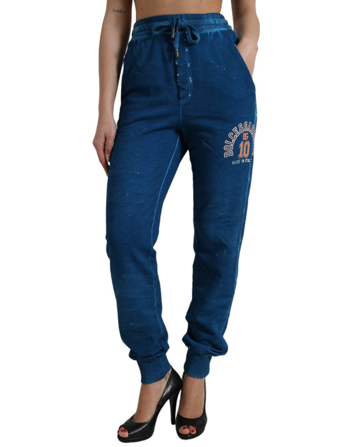 Dolce & Gabbana Blue Logo Cotton Jogger Sweatpants Pants - Ellie Belle