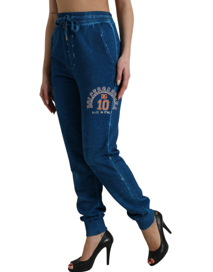 Dolce & Gabbana Blue Logo Cotton Jogger Sweatpants Pants - Ellie Belle