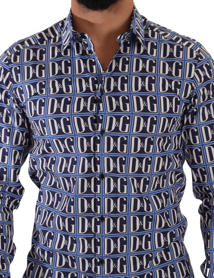Dolce & Gabbana Blue Logo Mania Slim Fit Cotton Shirt - Ellie Belle