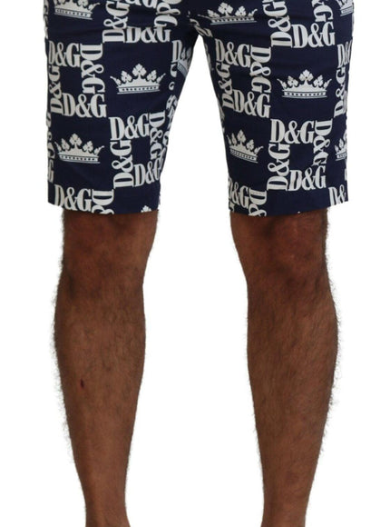 Dolce & Gabbana Blue Logo Print Cotton Chinos Shorts
