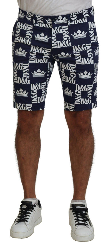 Dolce & Gabbana Blue Logo Print Cotton Chinos Shorts - Ellie Belle