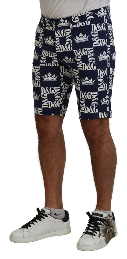 Dolce & Gabbana Blue Logo Print Cotton Chinos Shorts - Ellie Belle