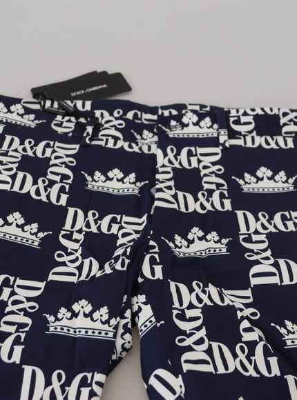 Dolce & Gabbana Blue Logo Print Cotton Chinos Shorts