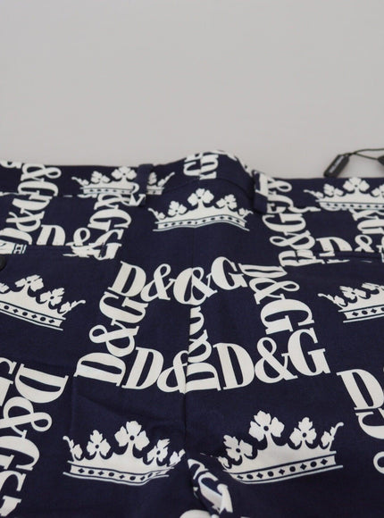 Dolce & Gabbana Blue Logo Print Cotton Chinos Shorts