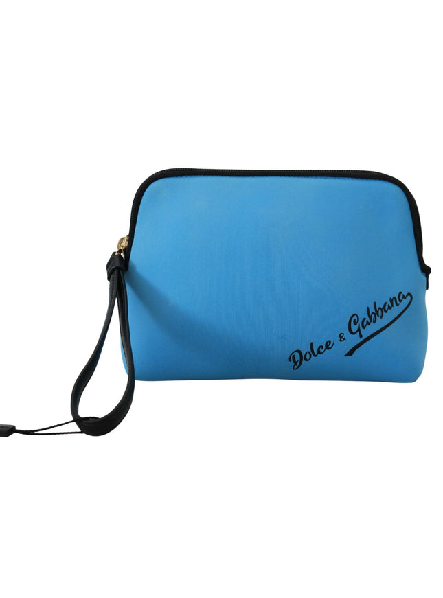 Dolce & Gabbana Blue Logo Print Hand Pouch Leopard Print Toiletry Bag - Ellie Belle