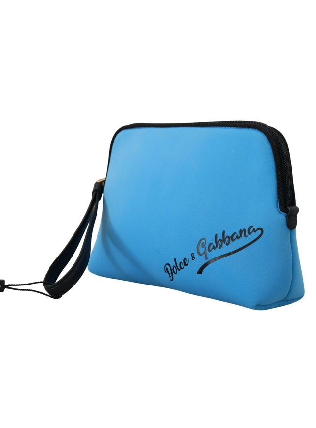 Dolce & Gabbana Blue Logo Print Hand Pouch Leopard Print Toiletry Bag - Ellie Belle