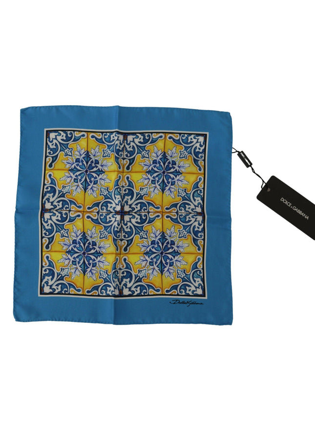 Dolce & Gabbana Blue Majolica Pattern Square Handkerchief Scarf - Ellie Belle
