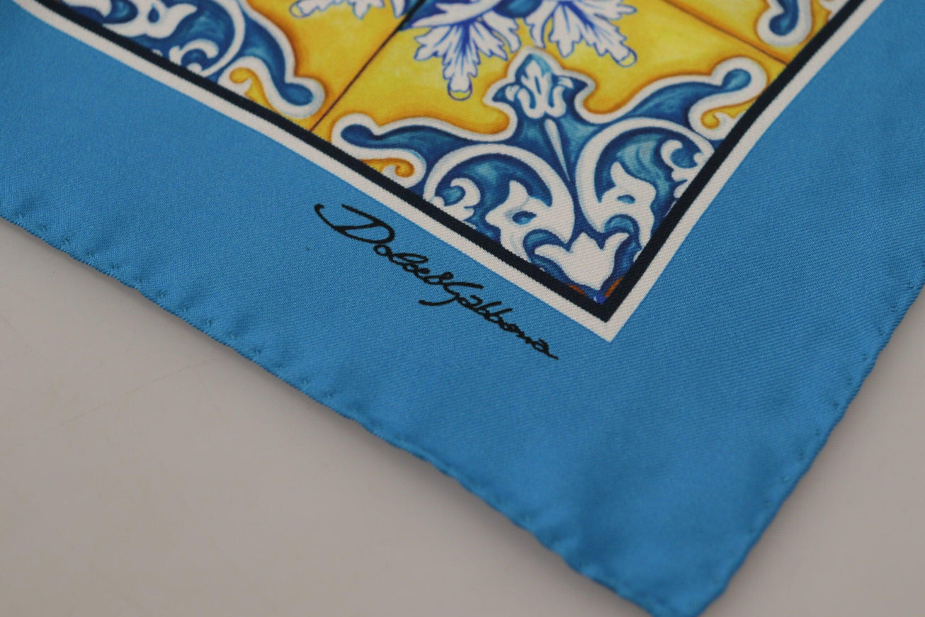 Dolce & Gabbana Blue Majolica Pattern Square Handkerchief Scarf - Ellie Belle