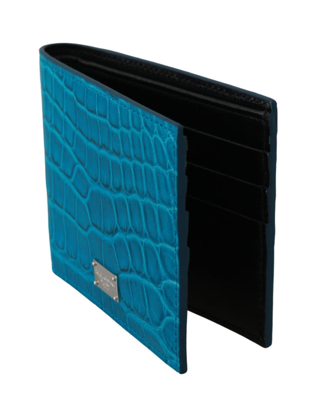 Dolce & Gabbana Blue Mens Card Holder Bifold Logo Exotic Skin Wallet - Ellie Belle