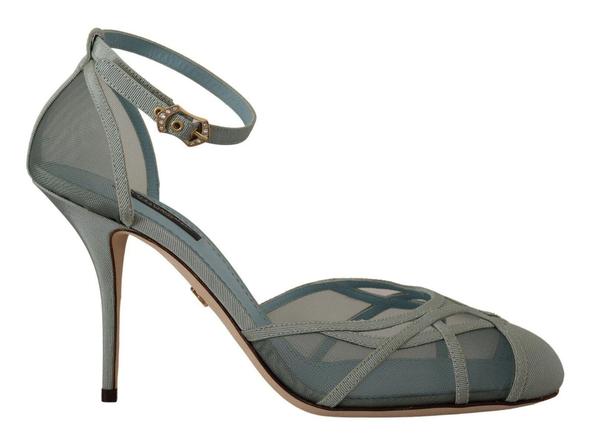 Dolce & Gabbana Blue Mesh Ankle Strap Heels Sandals Shoes - Ellie Belle