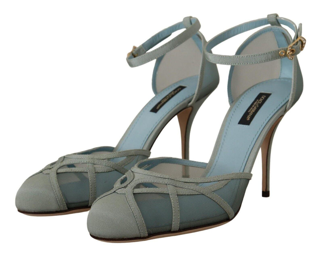 Dolce & Gabbana Blue Mesh Ankle Strap Heels Sandals Shoes - Ellie Belle