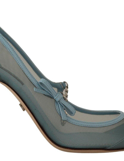 Dolce & Gabbana Blue Mesh Chains Heels Pumps Mary Jane Shoes - Ellie Belle
