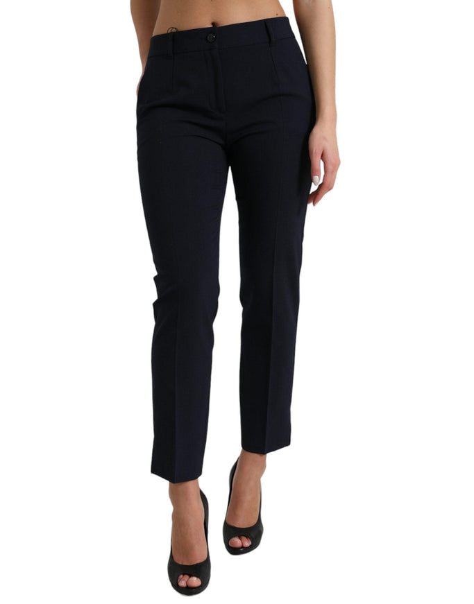 Dolce & Gabbana Blue Mid Waist Tapered Cropped Pants - Ellie Belle