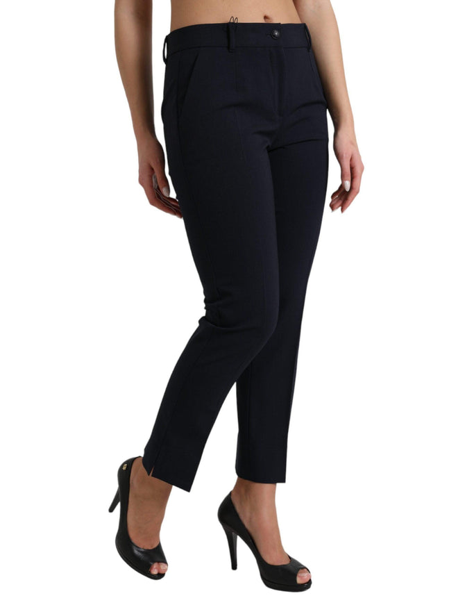 Dolce & Gabbana Blue Mid Waist Tapered Cropped Pants - Ellie Belle