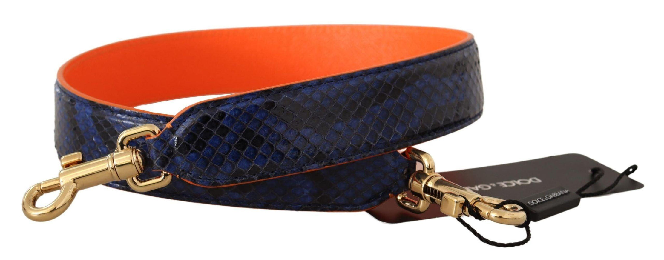 Dolce & Gabbana Blue Orange Python Leather Accessory Shoulder Strap - Ellie Belle