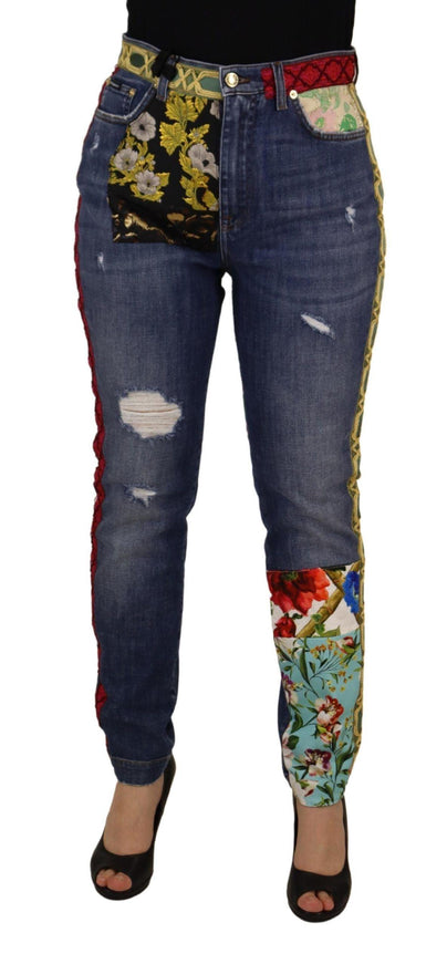 Dolce & Gabbana Blue Patchwork High Waist Denim Jeans - Ellie Belle