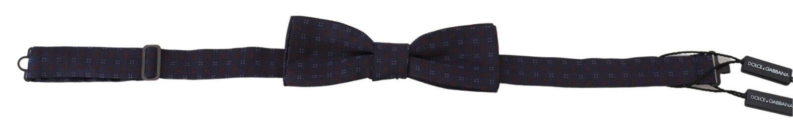 Dolce & Gabbana Blue Pattern Silk Adjustable Neck Papillon Bow Tie - Ellie Belle