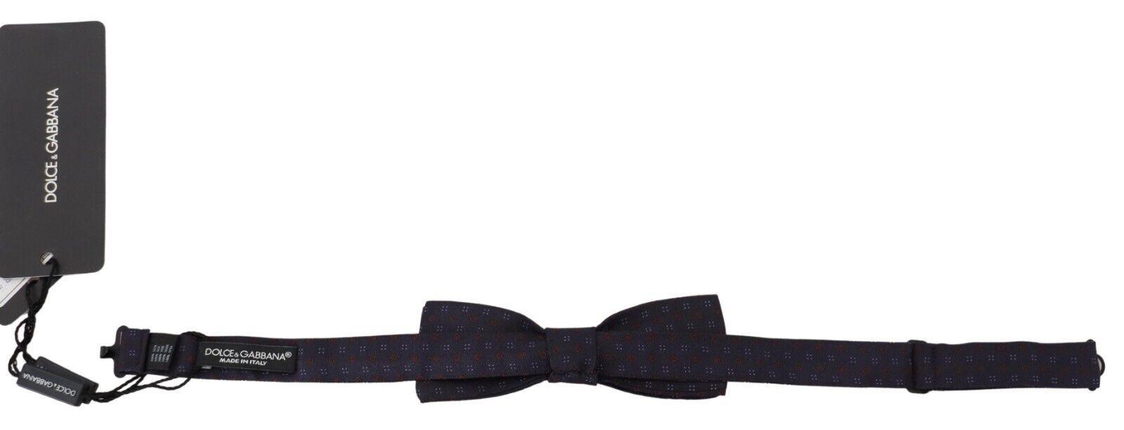 Dolce & Gabbana Blue Pattern Silk Adjustable Neck Papillon Bow Tie - Ellie Belle