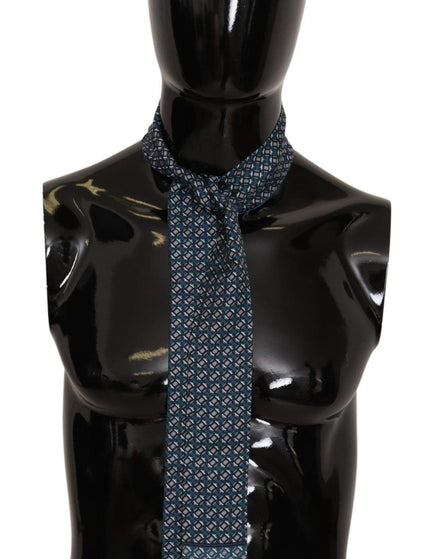 Dolce & Gabbana Blue Patterned 100% Silk Wrap Shawl Scarf - Ellie Belle