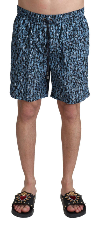 Dolce & Gabbana Blue Patterned Print Beachwear Shorts Swimwear - Ellie Belle