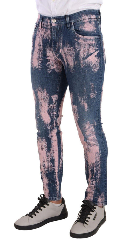 Dolce & Gabbana Blue Pink Tie Dye Cotton Skinny Denim Jeans - Ellie Belle