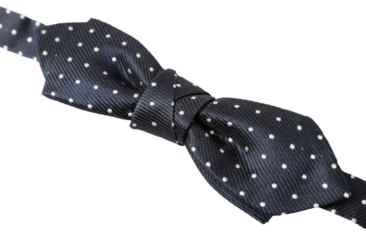 Dolce & Gabbana Blue Polka Dot Silk Adjustable Men Neck Papillon Bow Tie - Ellie Belle