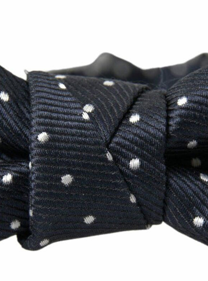 Dolce & Gabbana Blue Polka Dot Silk Adjustable Men Neck Papillon Bow Tie - Ellie Belle