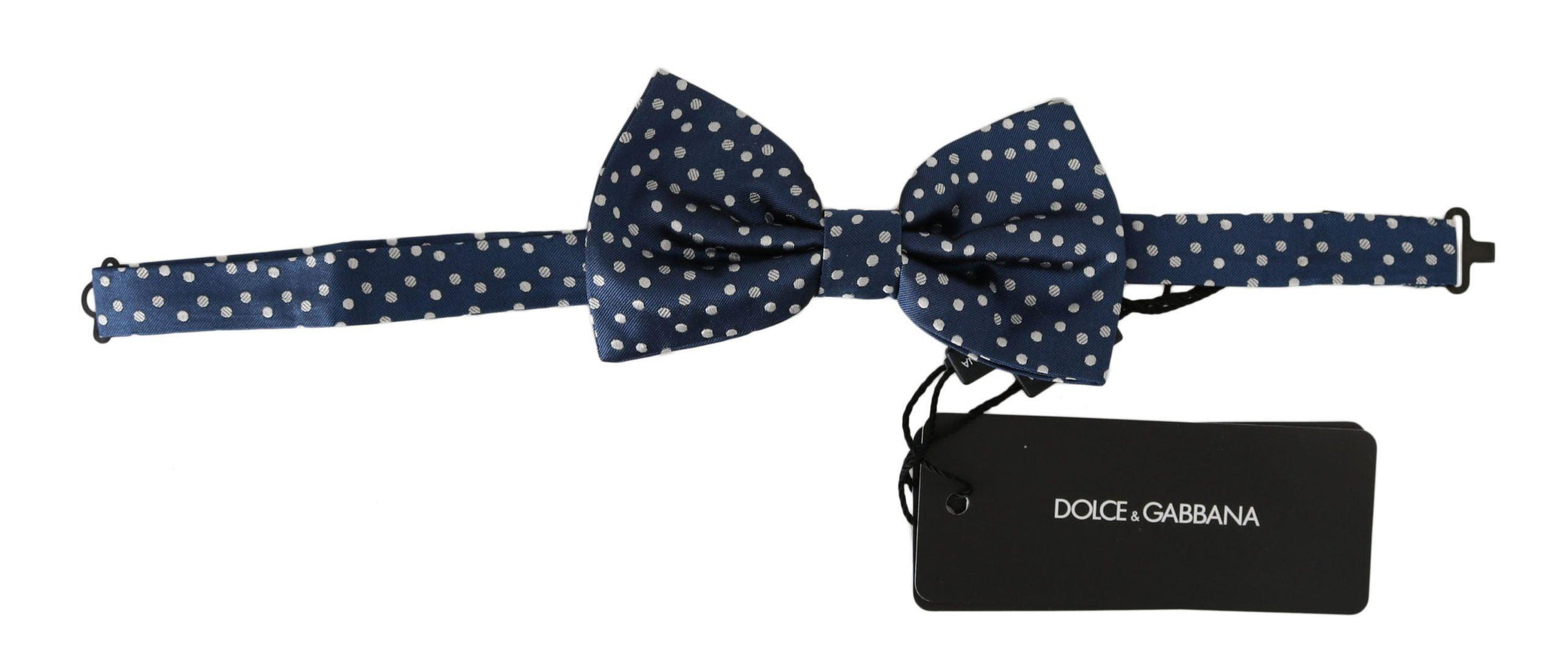 Dolce & Gabbana Blue Polka Dots Silk Adjustable Neck Butterfly Mens Bow Tie - Ellie Belle