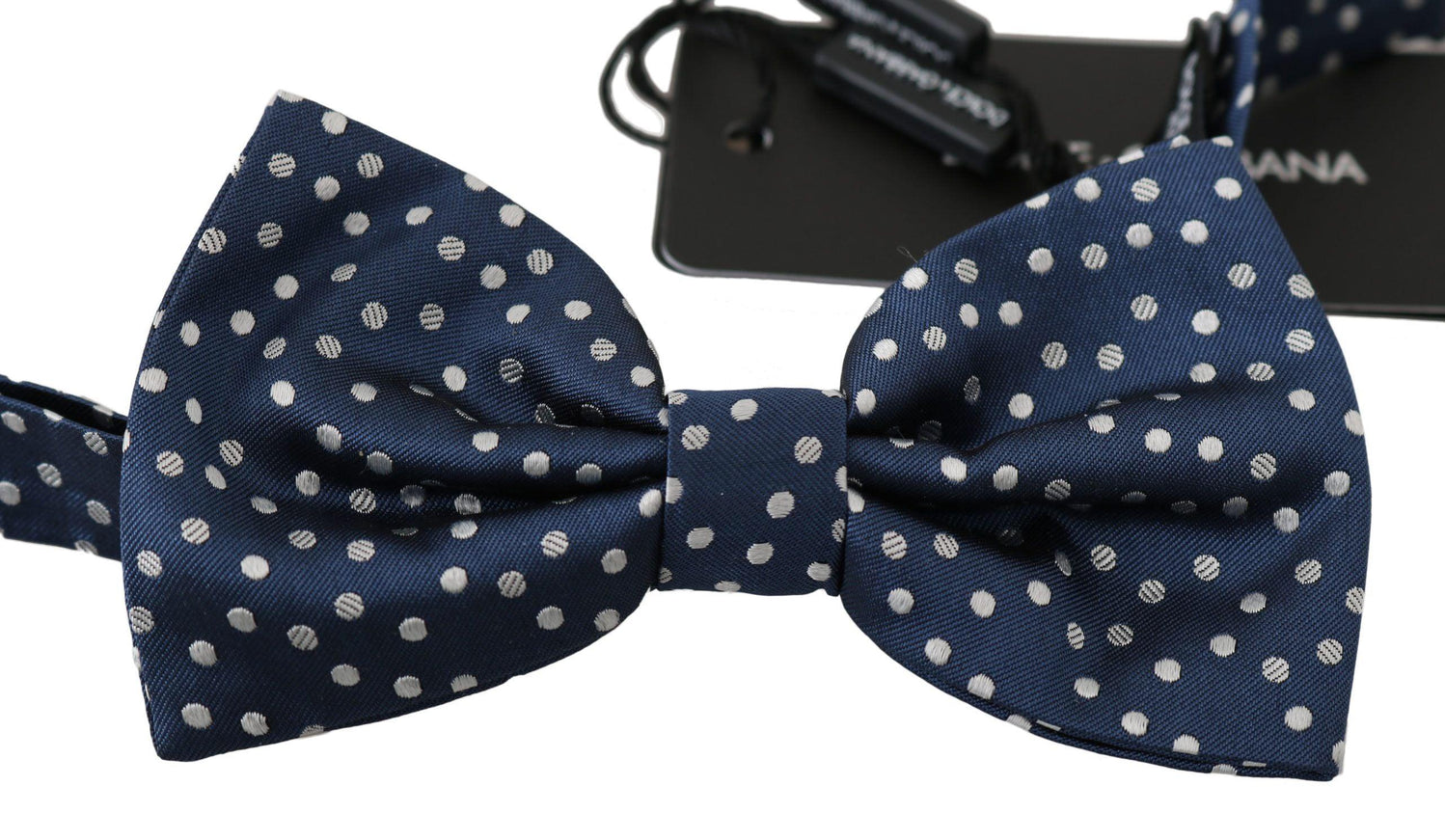 Dolce & Gabbana Blue Polka Dots Silk Adjustable Neck Butterfly Mens Bow Tie - Ellie Belle