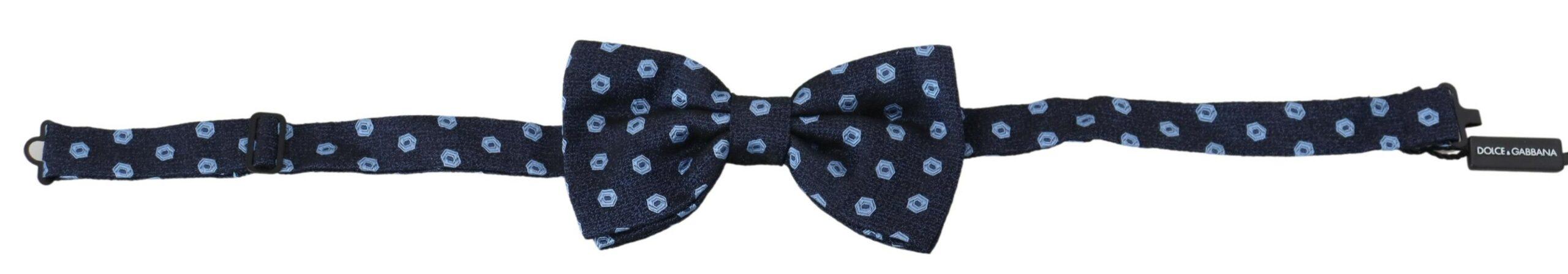 Dolce & Gabbana Blue Printed Adjustable Neck Papillon Men Silk Bow Tie - Ellie Belle