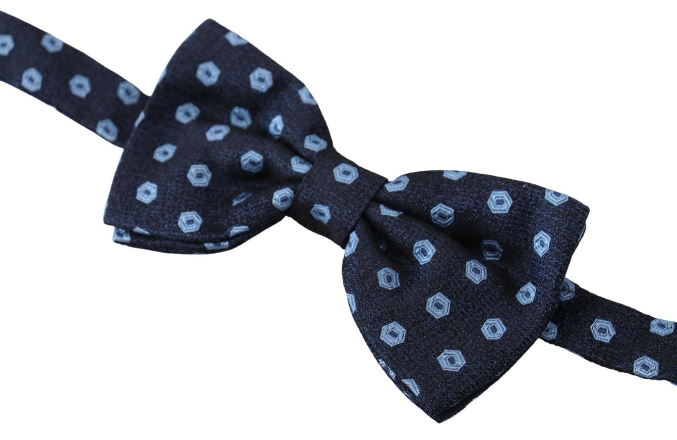 Dolce & Gabbana Blue Printed Adjustable Neck Papillon Men Silk Bow Tie - Ellie Belle