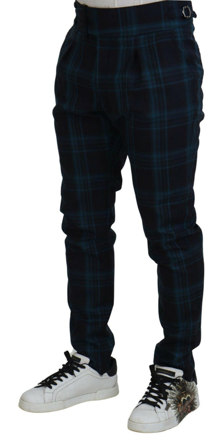 Dolce & Gabbana Blue Purple Plaid Wool Trousers Pants - Ellie Belle