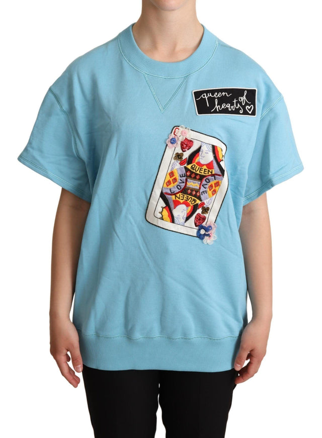 Dolce & Gabbana BLue Queen Of Hearts Card Sweater T-shirt - Ellie Belle