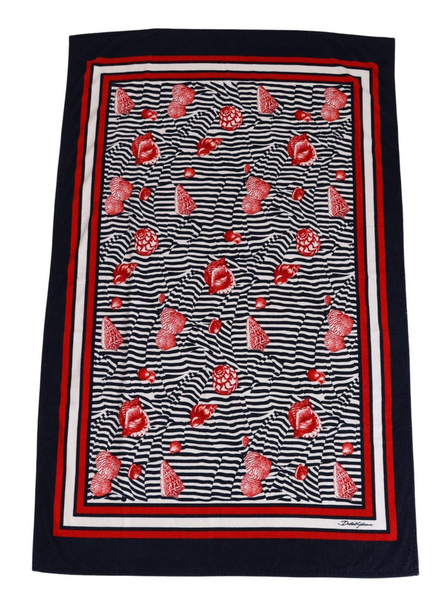 Dolce & Gabbana Blue Red Seashell Beach Towel Cover Beach Towel - Ellie Belle