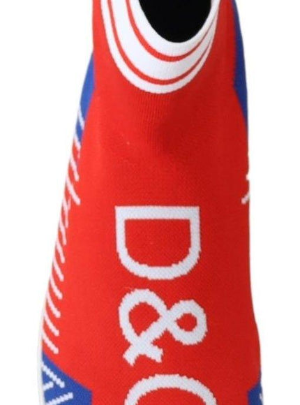 Dolce & Gabbana Blue Red Sorrento Logo Sneakers Socks Shoes