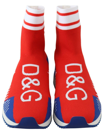 Dolce & Gabbana Blue Red Sorrento Logo Sneakers Socks Shoes - Ellie Belle