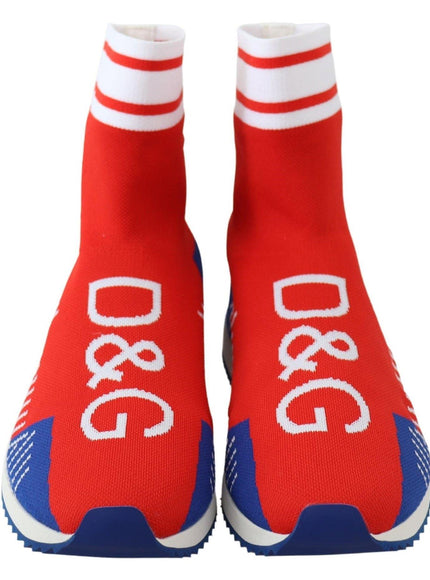 Dolce & Gabbana Blue Red Sorrento Logo Sneakers Socks Shoes