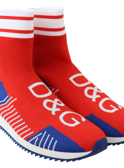 Dolce & Gabbana Blue Red Sorrento Logo Sneakers Socks Shoes