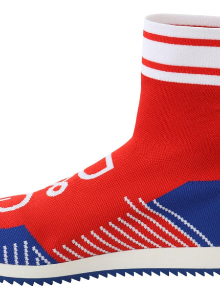 Dolce & Gabbana Blue Red Sorrento Logo Sneakers Socks Shoes
