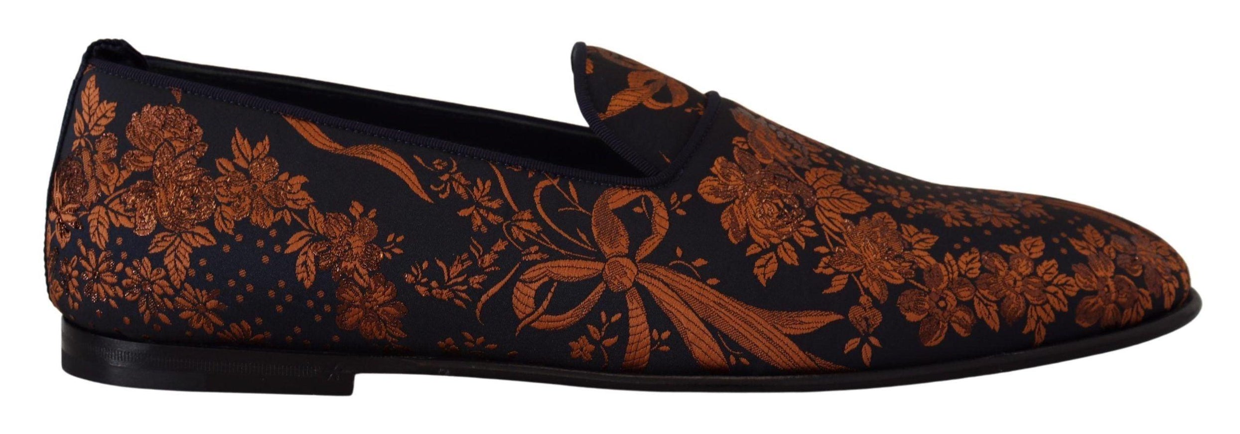 Dolce & Gabbana Blue Rust Floral Slippers Loafers Shoes - Ellie Belle