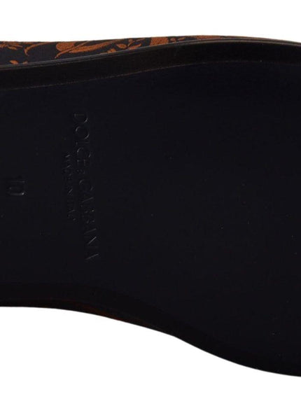 Dolce & Gabbana Blue Rust Floral Slippers Loafers Shoes