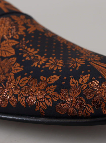 Dolce & Gabbana Blue Rust Floral Slippers Loafers Shoes