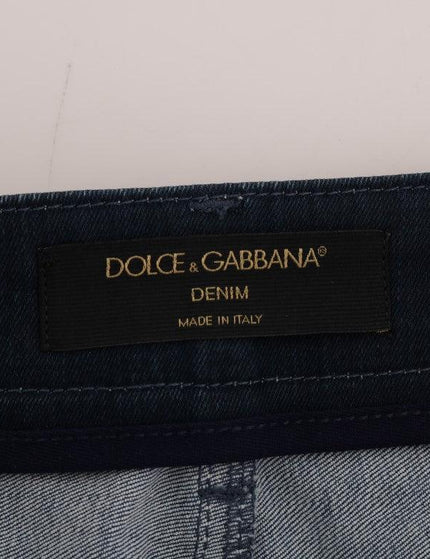 Dolce & Gabbana Blue Short striped Mini Denim Skirt - Ellie Belle