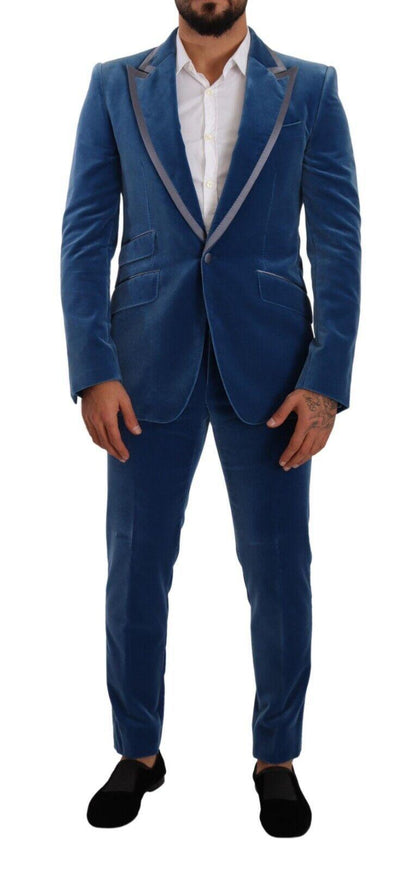 Dolce & Gabbana Blue SICILIA Velvet Slim Fit 2 Piece Suit - Ellie Belle