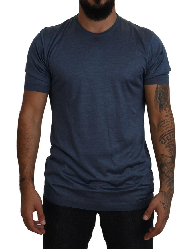 Dolce & Gabbana Blue Silk Men Short Sleeve Tops T-shirt - Ellie Belle